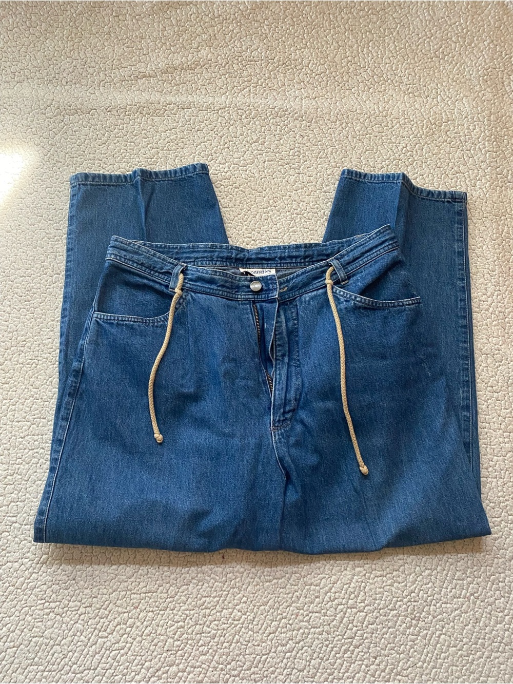 Straight-Leg Denim Jeans with Drawstring Waist